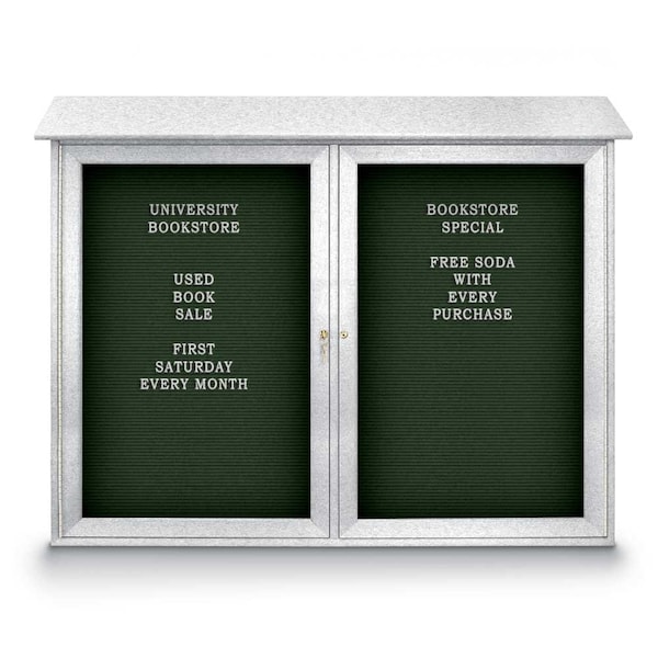 Indoor Enclosed Combo Board, 48"x36", Satin Frame/Grey & Cobalt